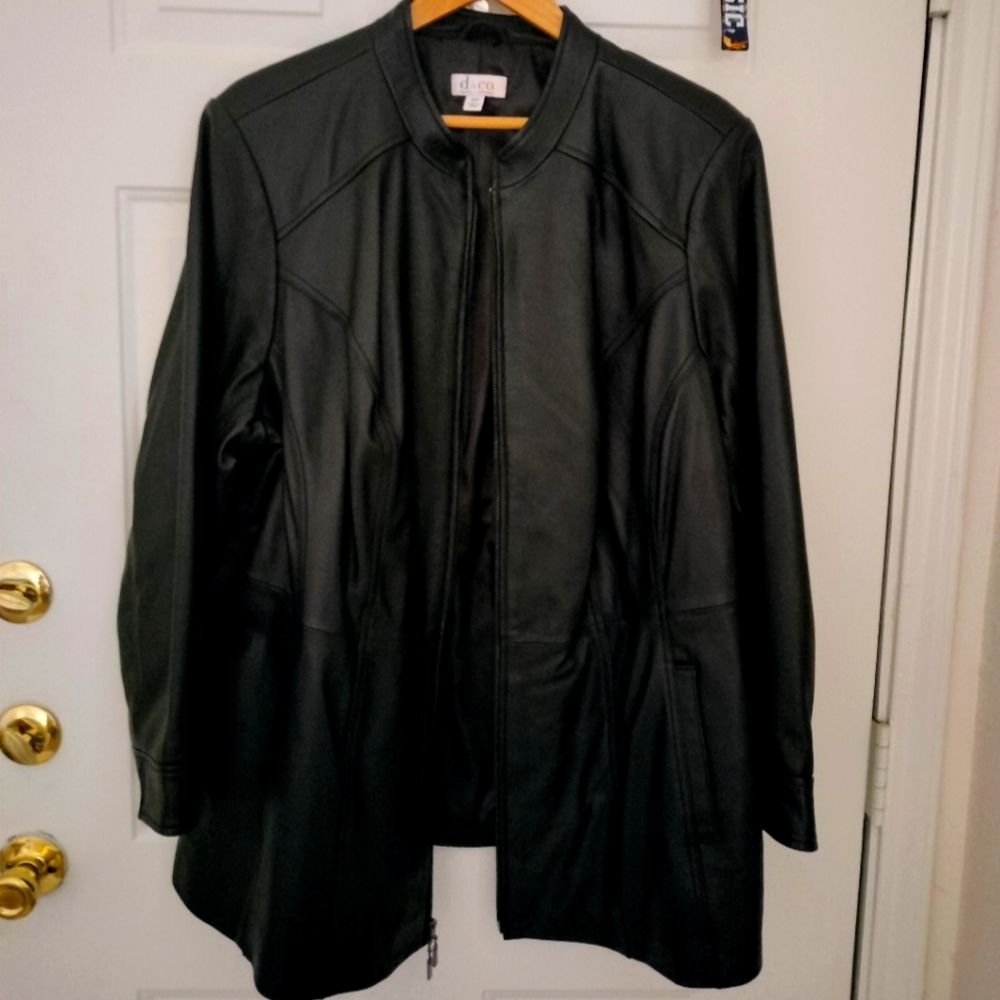 Denim & Company Women's Plus Size Leather Jacket